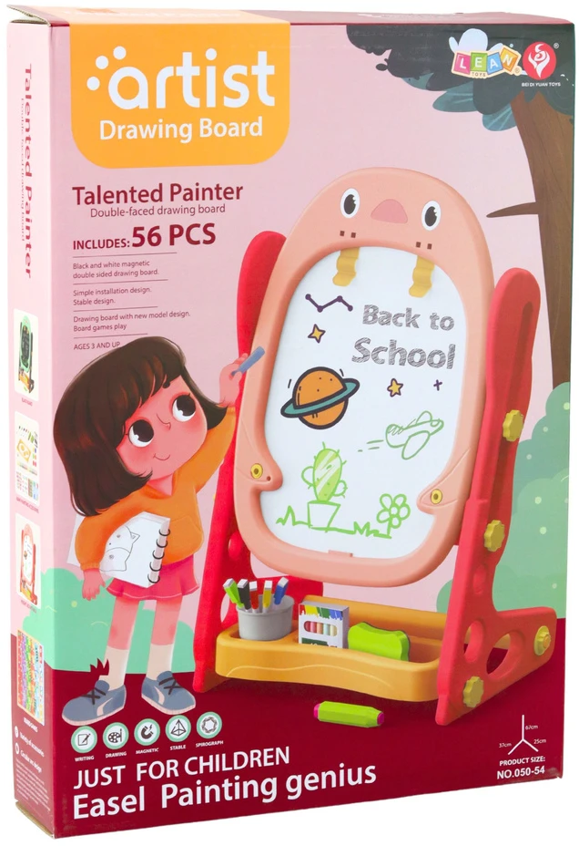 Lean Toys Dvipusė magnetinė lenta 67x37x25 cm su žaidimų rinkiniu, 56 vnt.