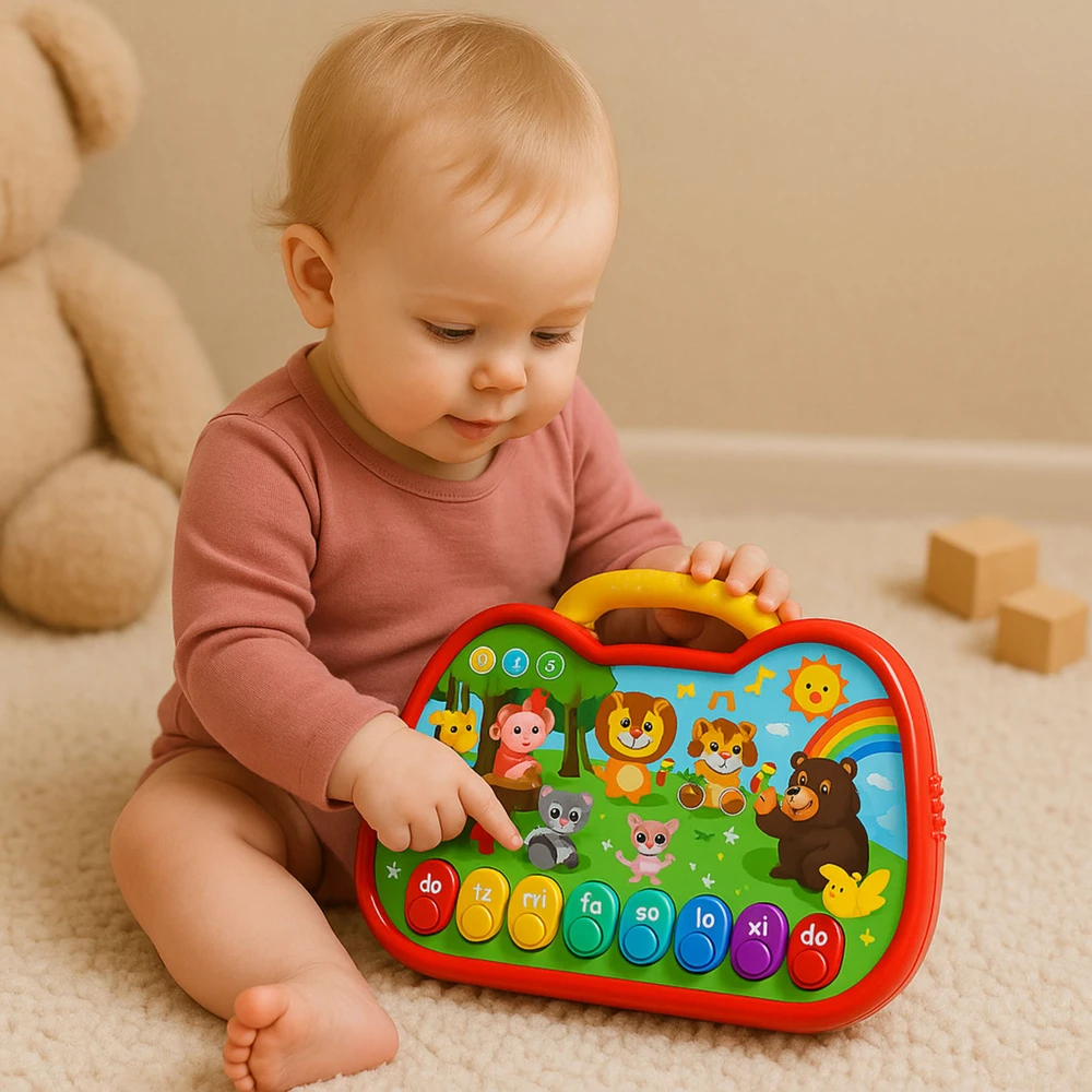 Lean Toys Interaktyvi mokomoji lenta gyvūnų garsai su pianinu