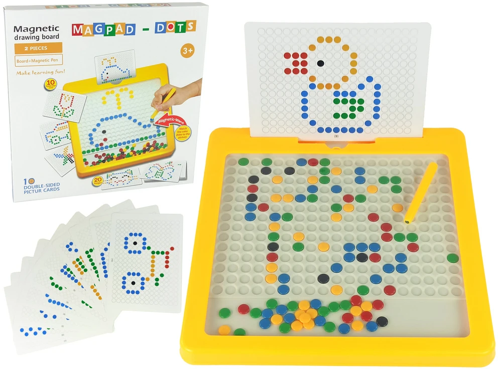 Lean Toys Magnetinė geltona lenta su 100 karoliukų