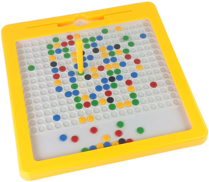 Lean Toys Magnetinė geltona lenta su 100 karoliukų