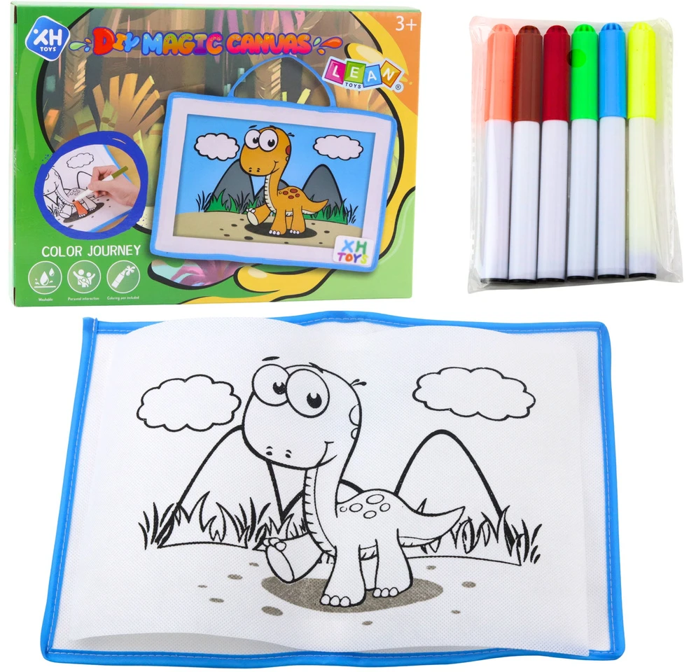 Lean Toys Drobės tapybos lenta su plaunamais žymekliais 30x20 cm
