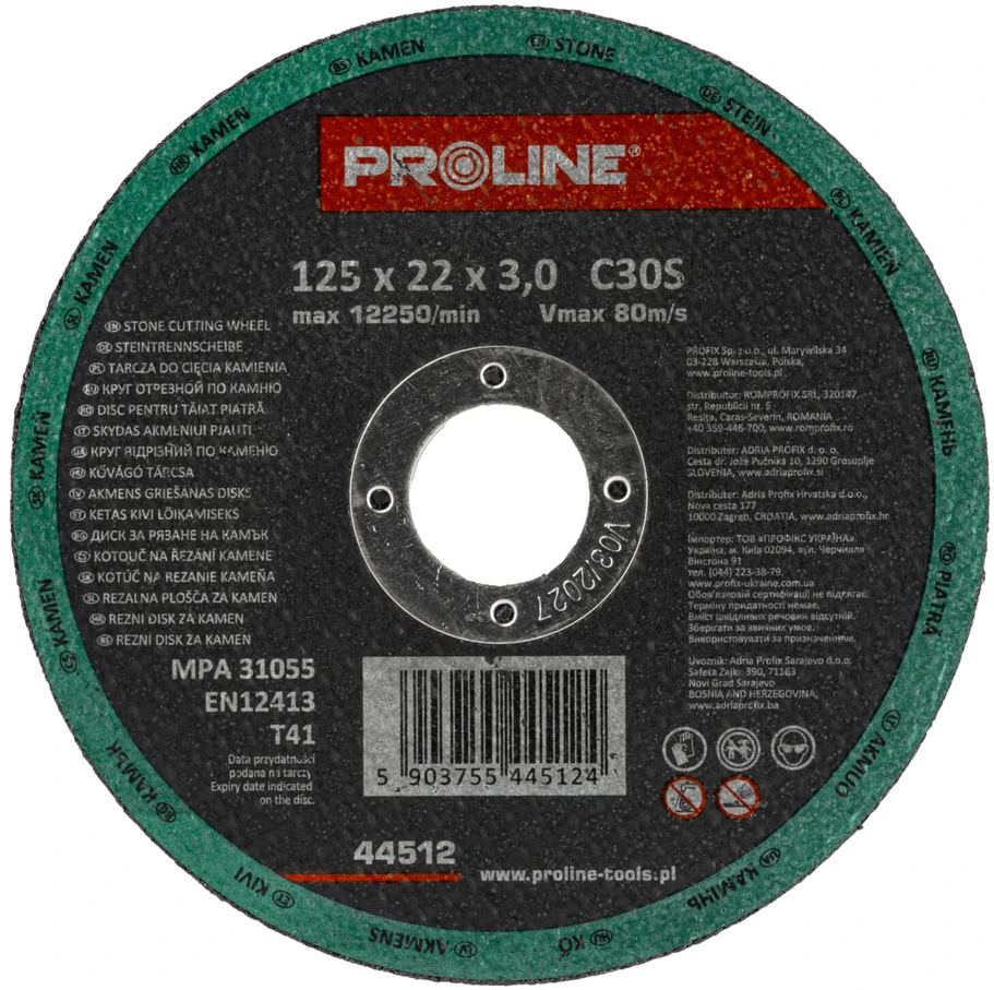 Tarcza Akmens pjovimo diskas, t41, 125x3.0x22c30s proline