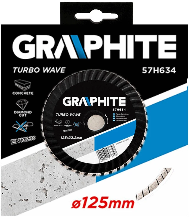Deimantinis šlifuoklis Graphite 125x22,2 mm turbo wave (57H634)