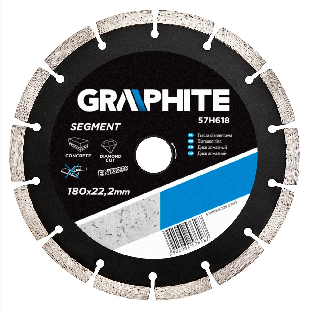 Deimantinis diskas GRAPHITE 180 mm segmentinis