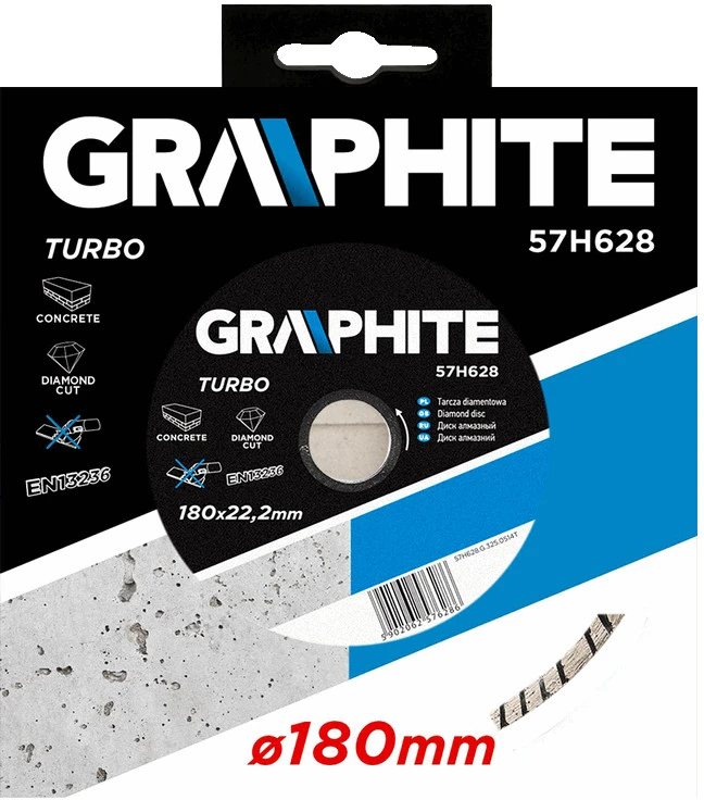 Tarcza Deimantinis diskas GRAPHITE 57H628, skersmuo 180mm, Turbo