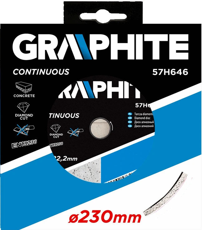 Deimantinis diskas GRAPHITE 57H646, skersmuo 230mm, vientisas