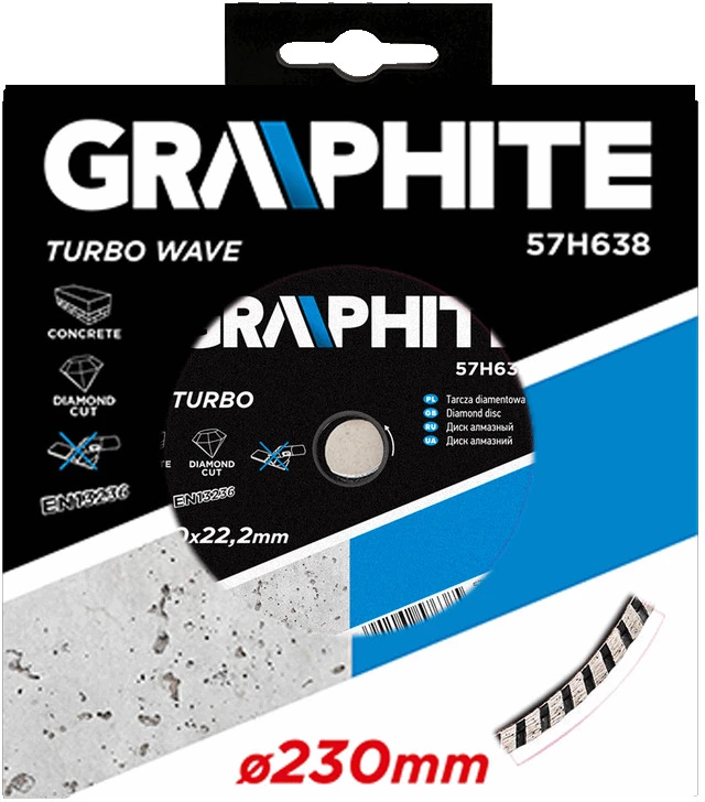 Deimantinis šlifuoklis Graphite 230x22.2mm TURBO WAVE 57H638