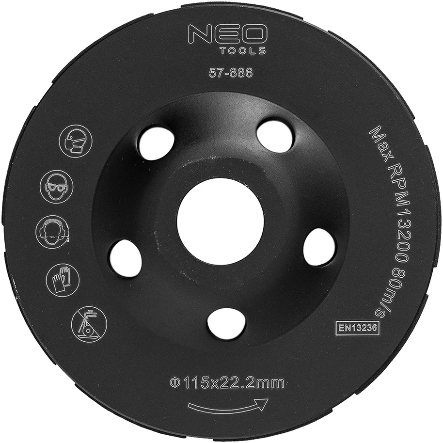 Tarcza Deimantinis šlifavimo diskas 115 x 22,2 x 5 mm, dvigubas segmentas