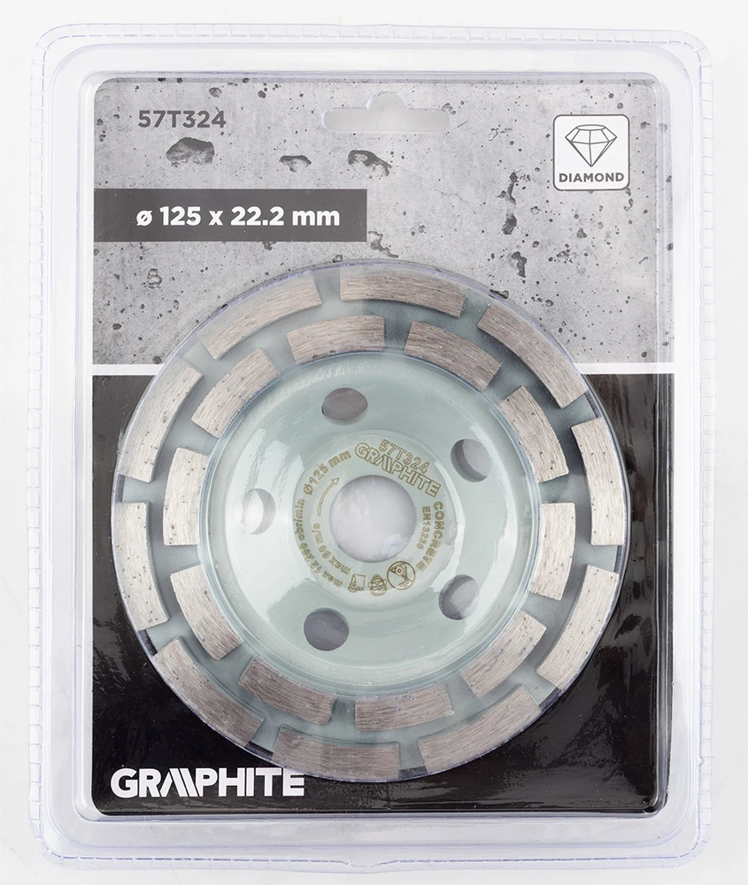 Graphite Tarcza Deimantinis šlifavimo diskas, 2 segmentai, 125 x 22,2 mm, sausas