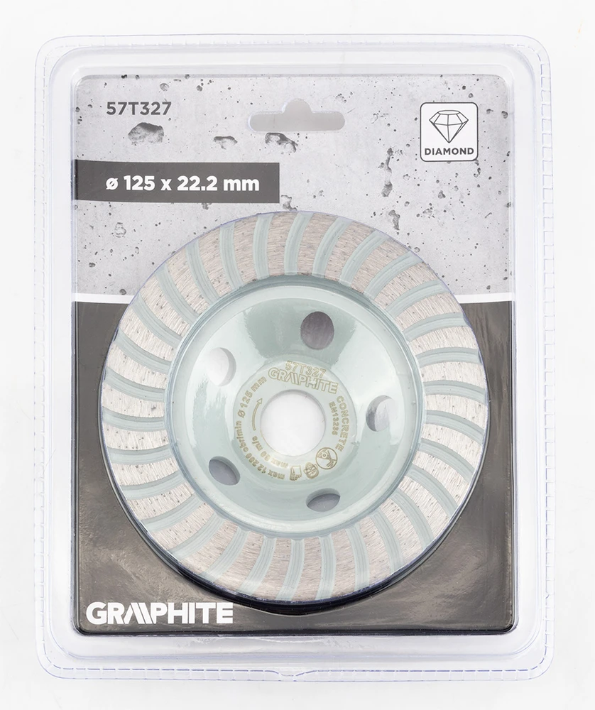 Graphite Tarcza Deimantinis šlifavimo diskas, turbo, 125 x 22,2 mm, sausas