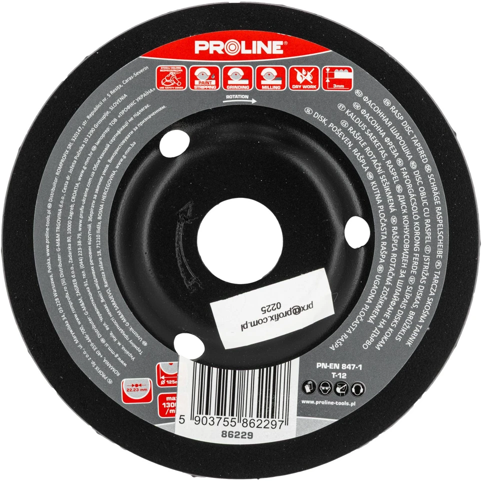 Proline Tarcza Įstrižas šiurkštus šiurkštus diskas, stambiais dantimis, 125 mm prolinas