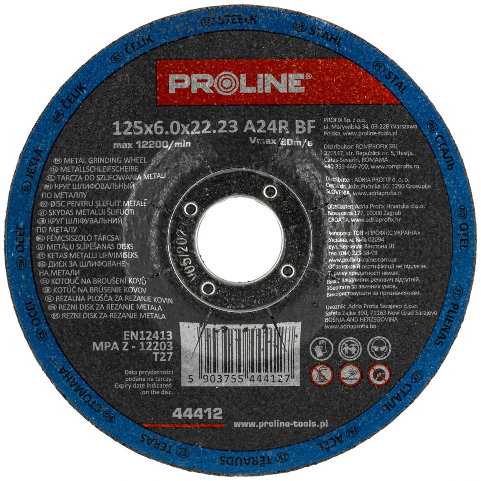 Tarcza Metalinis šlifavimo diskas, t27, 125x6.0x22a24r proline