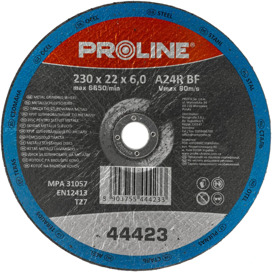 Tarcza Metalinis šlifavimo diskas, t27, 230x6.0x22a24r proline