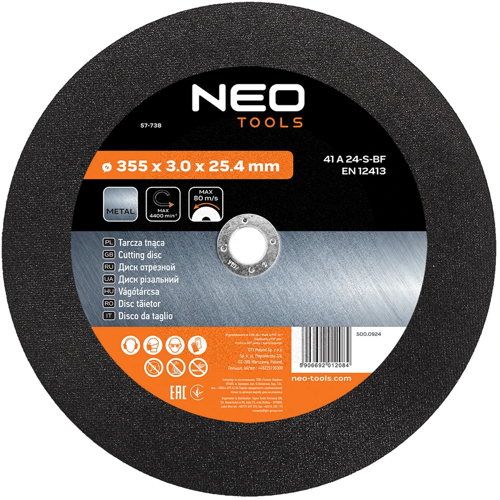 Tarcza Metalo pjovimo diskas 355 x 3,0 x 25,4 mm 41 A 24-S-BF