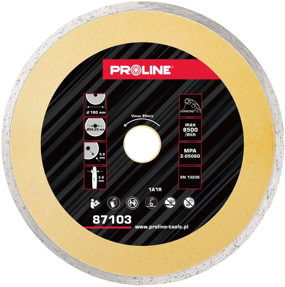 Proline Tarcza Pilnas deimantinis diskas (kiet. pumpuras) 180 * 2,6 * 5,5 * 22,23 prolino