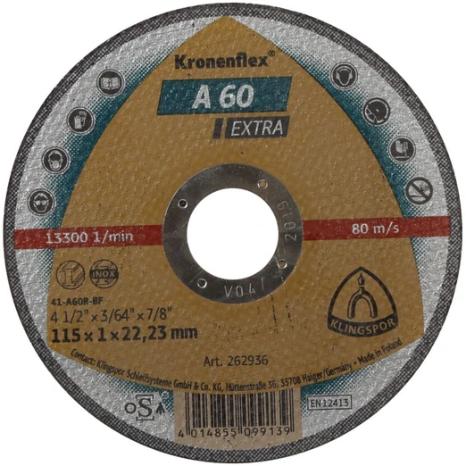 Metalo pjovimo diskas KLINGSPOR A60 Extra Ø125x1mm