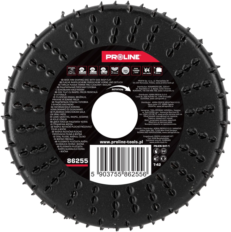 Profix Tarcza Plokščias diskas, šiurkščių dantų pjovimui priekinis ir šoninis, 120 mm, proline