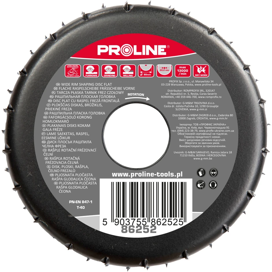 Profix Tarcza Plokščias diskinis šveitiklis, stambiadantis, 90 mm „Proline“ paviršiaus freza