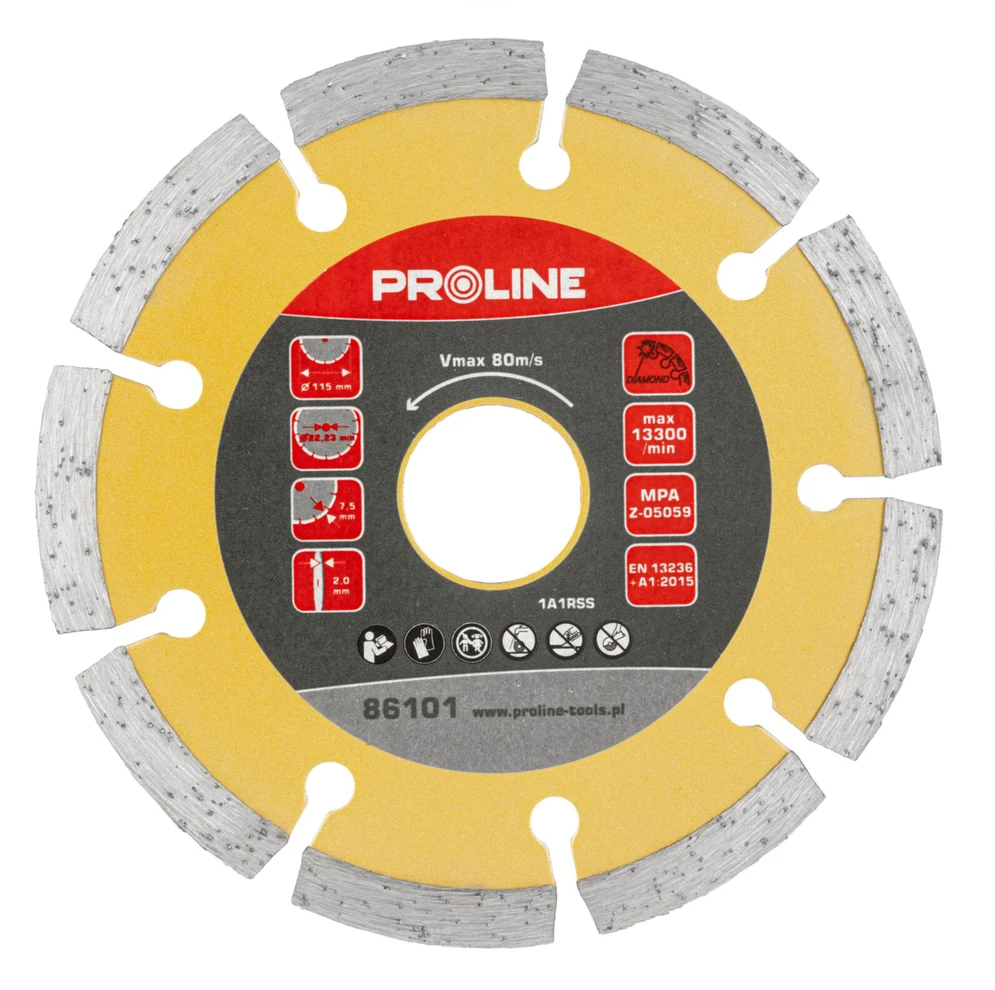 Proline Tarcza Segmentuotas deimantinis diskas (kiet. pumpuras) 115 * 2,0 * 7,5 * 22,23 prolino