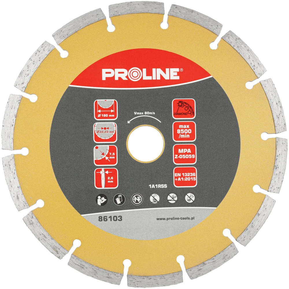 Proline Tarcza Segmentuotas deimantinis diskas (kiet.pumpuras) 180 * 2,6 * 7,5 * 22,23 prolino