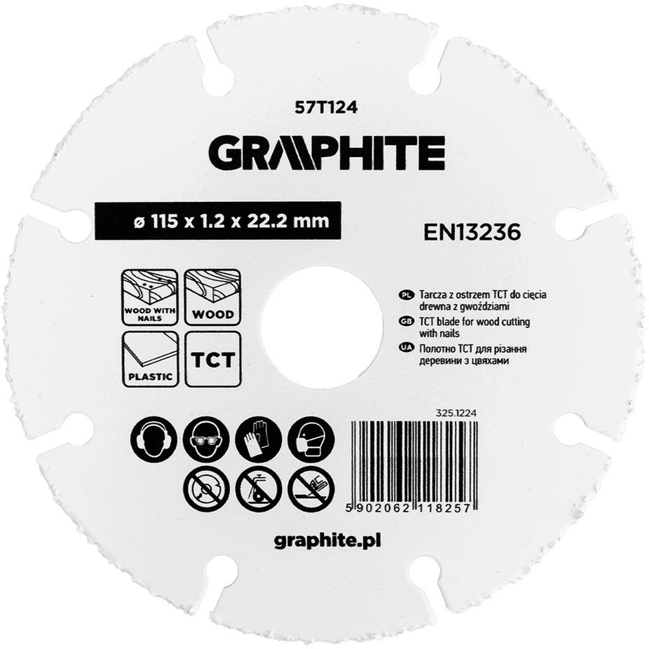 Tarcza TCT ašmenys medienai su vinimis pjauti 115 x 1,2 x 22,22 mm