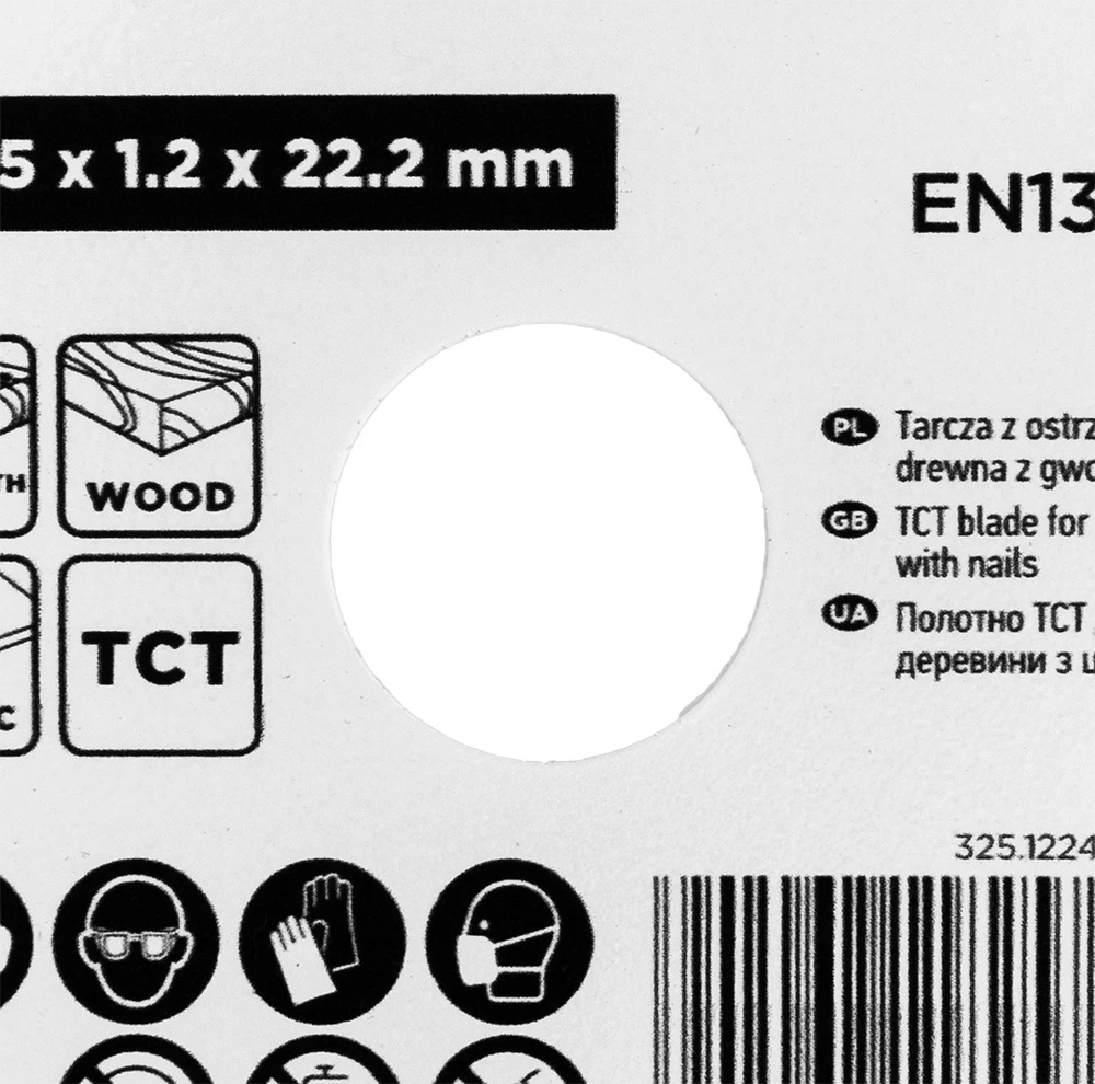 Tarcza TCT ašmenys medienai su vinimis pjauti 115 x 1,2 x 22,22 mm