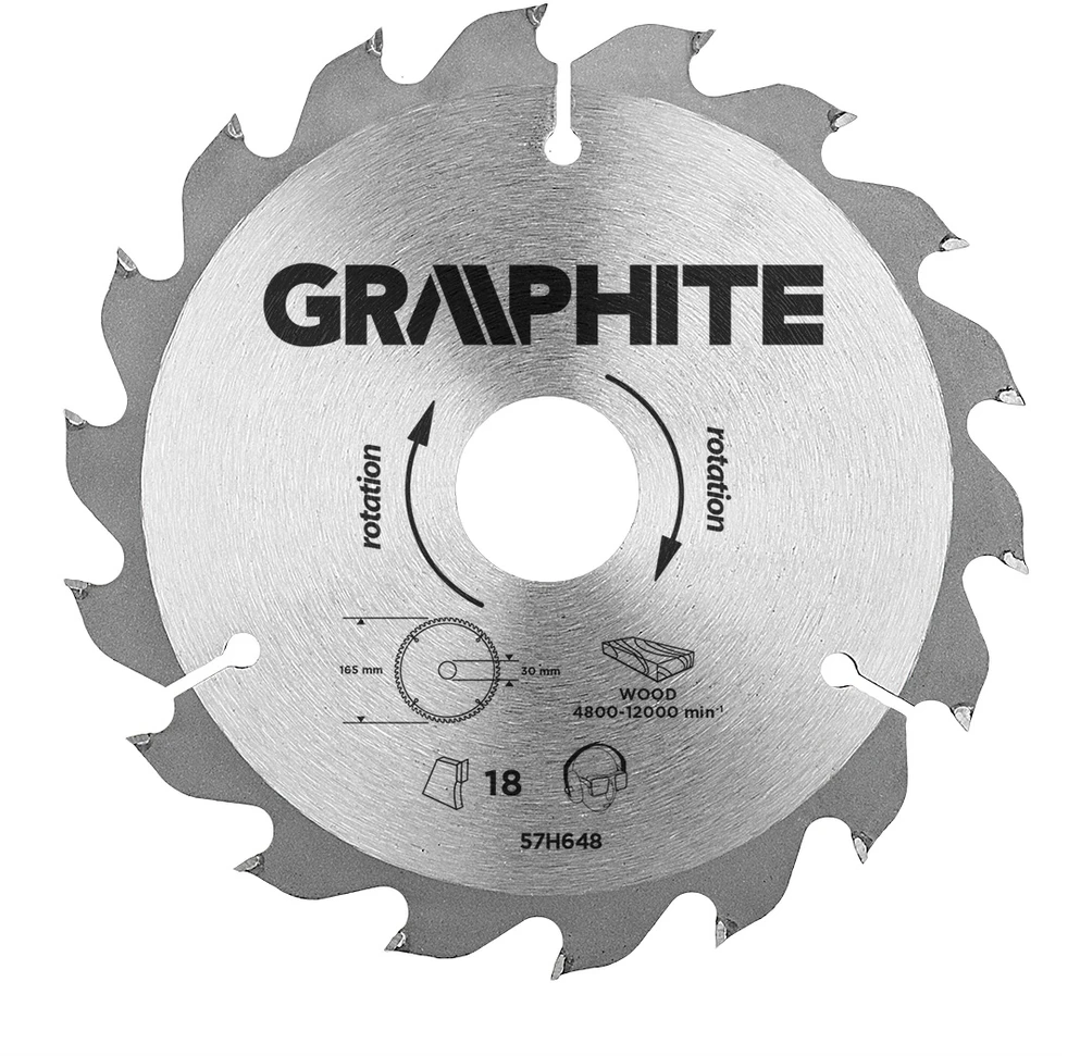 Graphite Tarcza Widia pjūklo diskas, 165 x 30 mm, 18 dantų