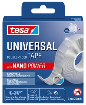 Taśma Dvipusė lipni juosta Tesa Universal, dvipusė, 3 m x 3 cm