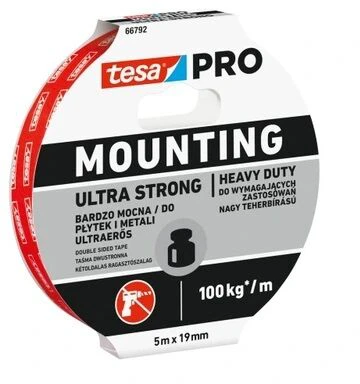 Lipni dvipusė juosta lauko/vidaus darbams TESA ULTRA STRONG 1.5 m x 19mm 55791-00003-01