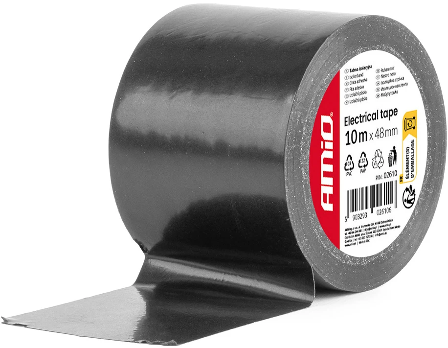 Juoda PVC Scotch izoliacinė juosta 48 mm x 10 m amio-02610