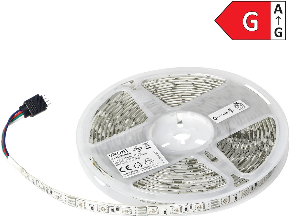 Orno Taśma LED juosta 12V, 5050, 60L/m, 210lm/m, 14.4W/m, IP63, RGB, 5m