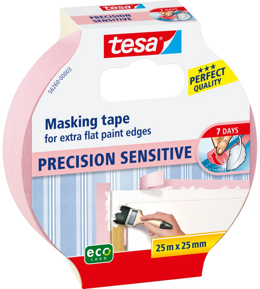 Tesa Taśma Precizinė dažymo juosta vidaus darbams 7 dienos 25 m: 25 mm, rožinė [užsakymas h5626003]