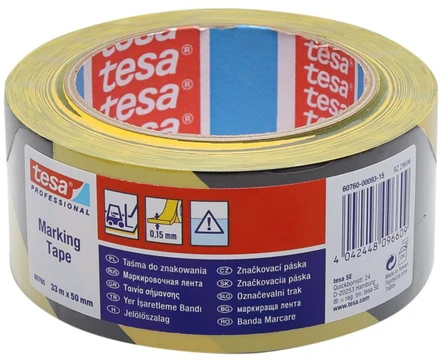 Įspėjamoji grindų žymėjimo juosta TESA (geltona/juoda) 33m x 50mm 60760-00093-15