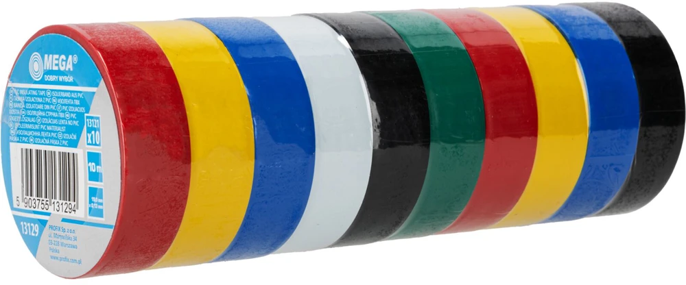 Mega Taśma PVC izoliacinė juosta 19 mm * 0,13 mm * 10 m 10 vnt.