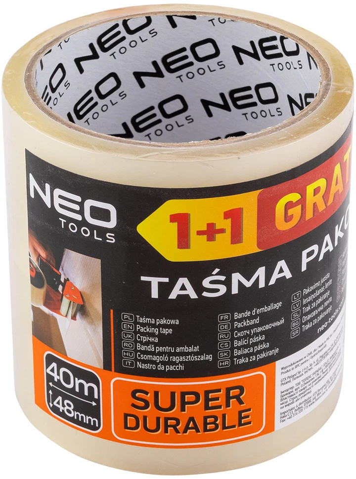 Neo Taśma Skaidri pakavimo juosta 48 mm x 40 m, 1+1 komplektas