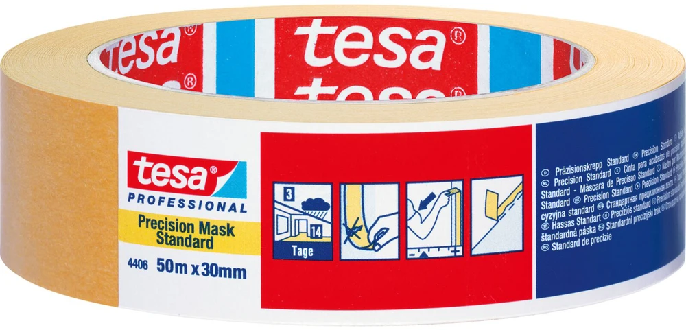 Tesa Taśma Tiksli matavimo juosta, standartinė 14d vidinė, 3d išorinė, 50 m: 38 mm, išmatuokite.