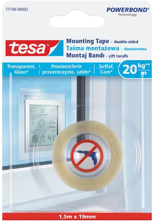 Taśma Tvirtinimo juosta 1,5 m: 19 mm skaidri (77740-00007-00)