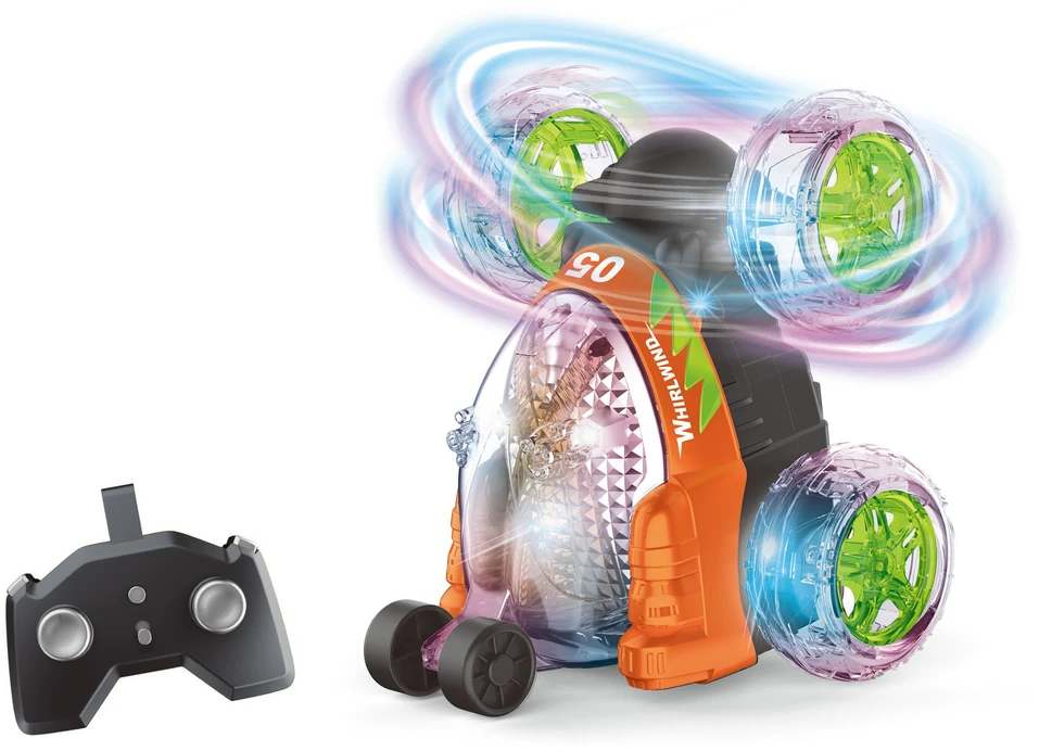 Tec Toy Crazy Tumbler - Akrobatinis automobilis su žibintuvėliu - Radiovadomas 2,4 GHz - Oranžinis (534444)