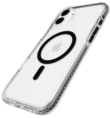 „Tech21 Evo Crystal“ dėklas „iPhone 16 Plus“ telefonui „MagSafe“ juodas