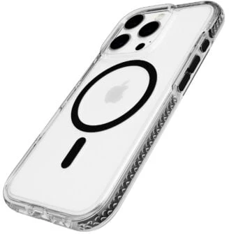 „Tech21 Evo Crystal“ dėklas iPhone 16 Pro telefonui „Crystal MagSafe“ – juodas