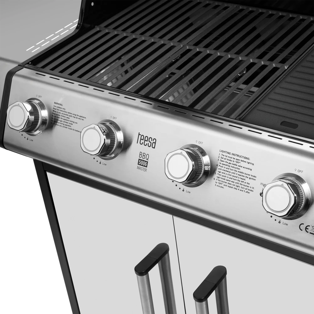 Teesa BBQ 5006 MASTER dujinis grilis - 5 degikliai - vieta cilindrui