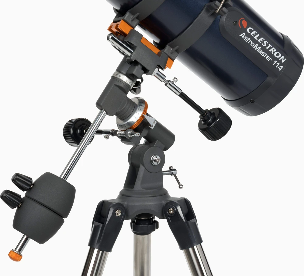 Celestron Astromaster 114EQ-MD teleskopas su telefono adapteriu ir mėnulio filtru