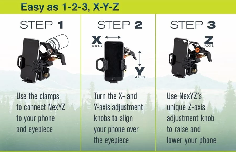 Adapteris Celestron NEXYZ 3-jų ašių, universalus išmaniajam telefonui