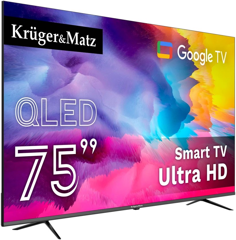 Kruger & Matz „KrugerMatz“ 75 colių QLED UHD išmanusis DVB-T2/S2 H.265 Hevc televizorius