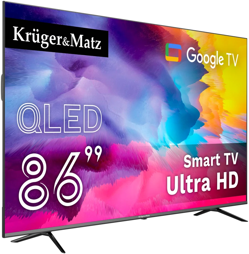 Kruger & Matz „KrugerMatz“ 86 colių įstrižainės UHD QLED išmanusis DVB-T2/S2 H.265 Hevc televizorius
