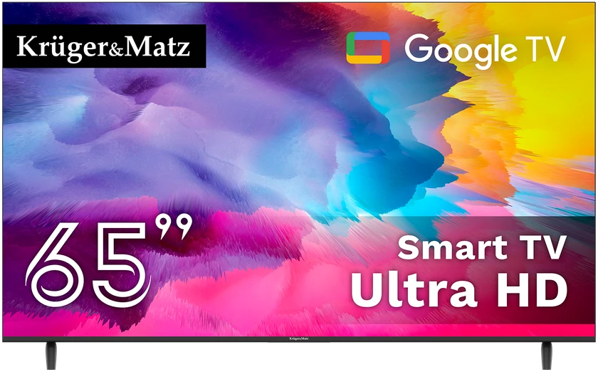 Kruger & Matz Televizorius „KrugerMatz“ 65 colių UHD „Google TV 5.0“ DVB-T2/T/C H.265 HEVC televizorius