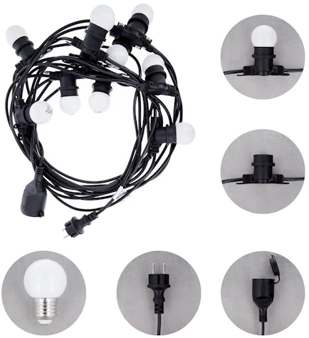 TelForceone Šviečianti girlianda 12m +10 G45 2W balta IP65