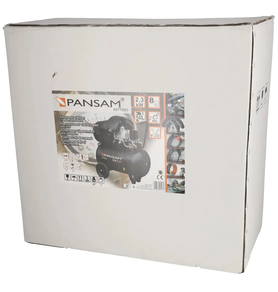 Pansam Oro kompresorius 22 KW 8 bar 2 cil 412lmin resiverio tal 50L 2 slegio manometr 2 greito jungimo movai