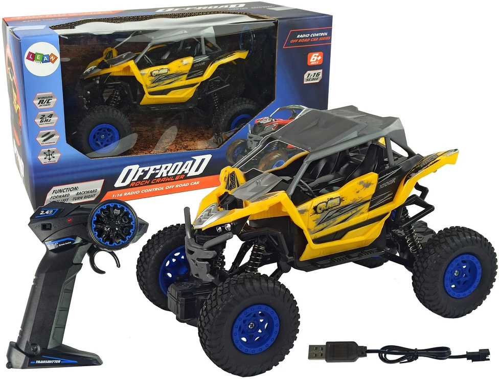 Lean Toys Geltonas nuotoliniu būdu valdomas visureigis automobilis 2.4 GHz 1:16