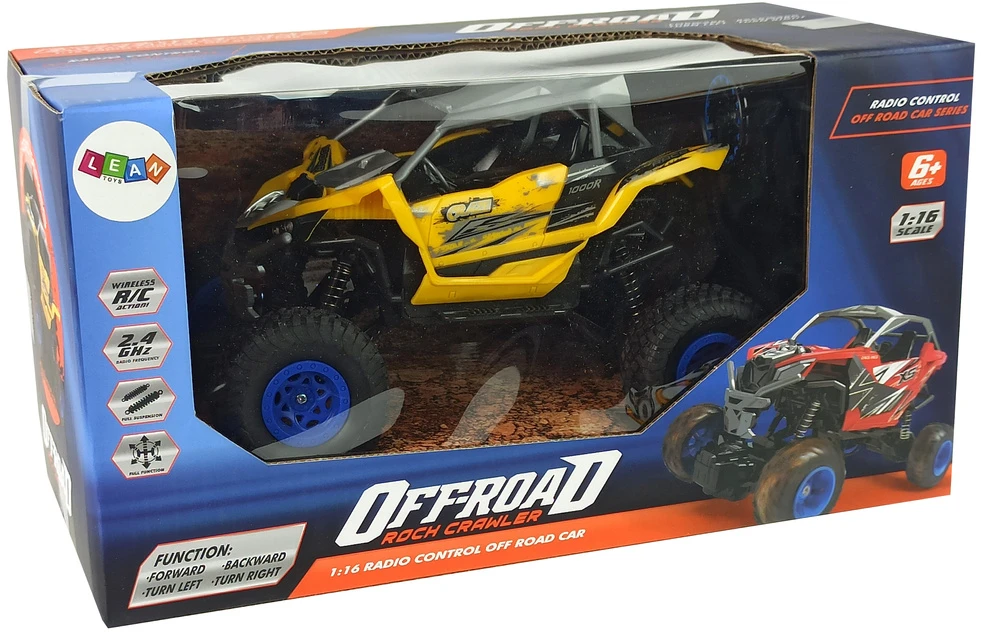 Lean Toys Geltonas nuotoliniu būdu valdomas visureigis automobilis 2.4 GHz 1:16